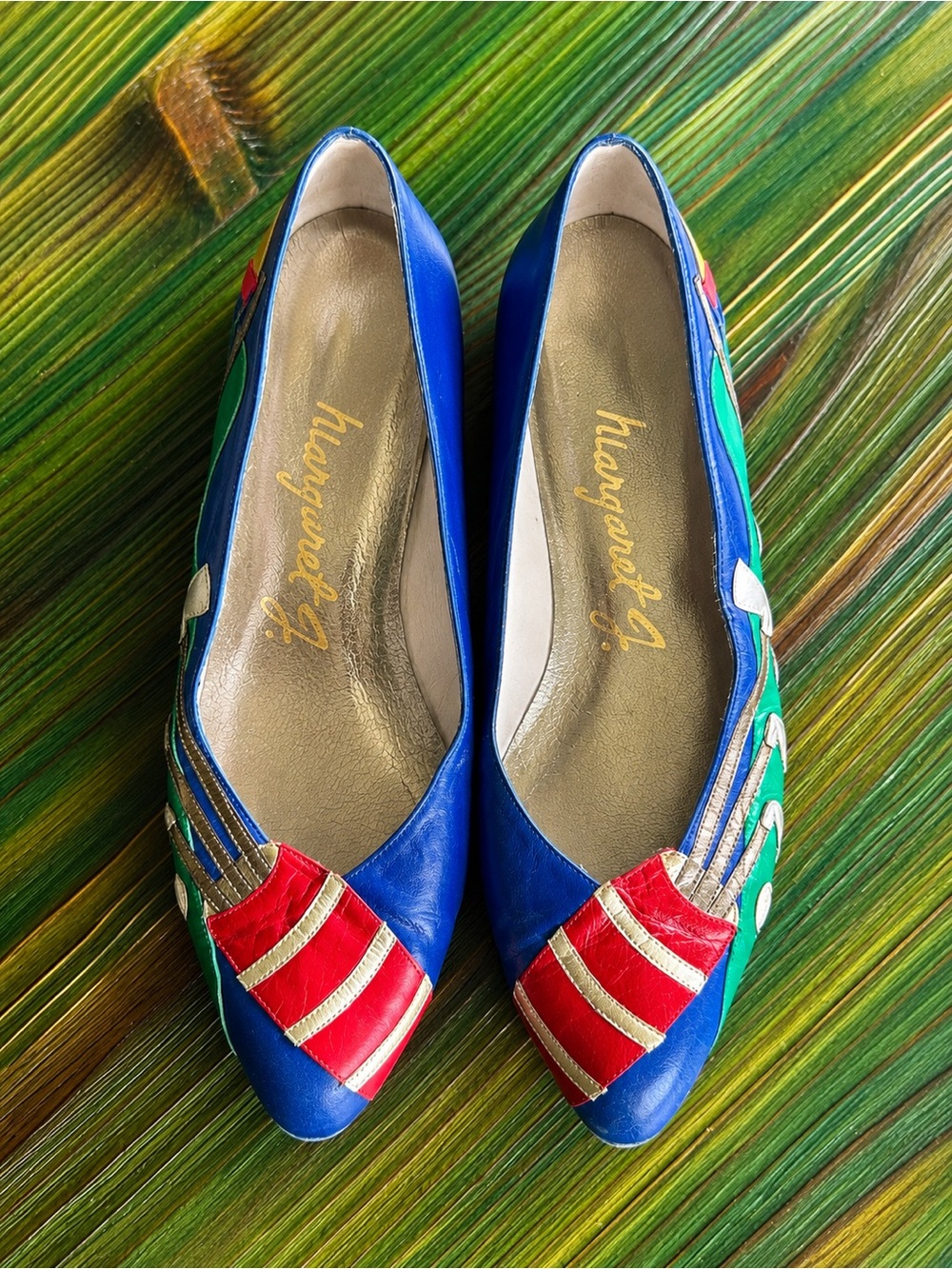 Vintage 1980s Margaret J World Flags Leather Flats Shoes Women’s 7M